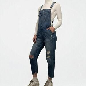 Abercrombie & Fitch Denim Distressed Overalls